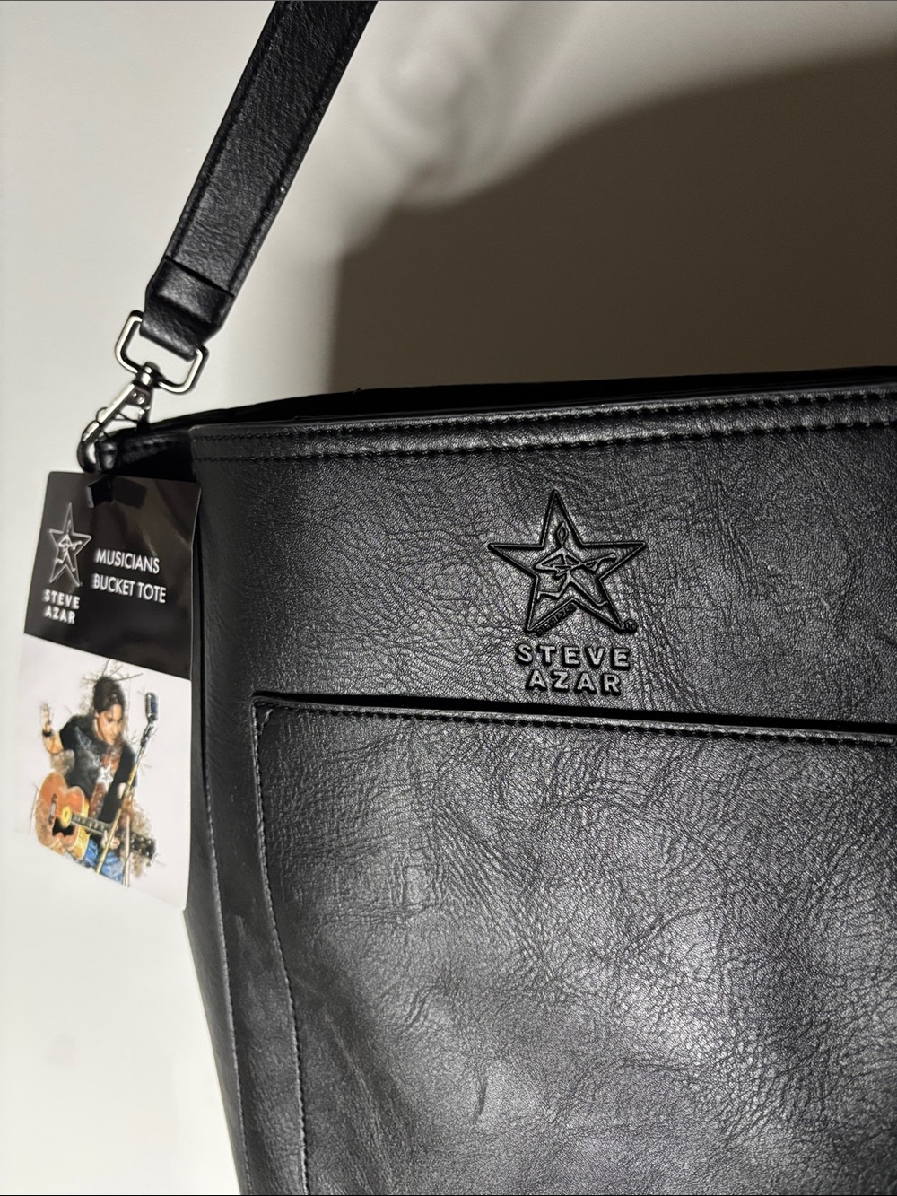 Steve Azar Musician Bucket Tote Black Leather Gorgeous Bag - Picture 3 of 8